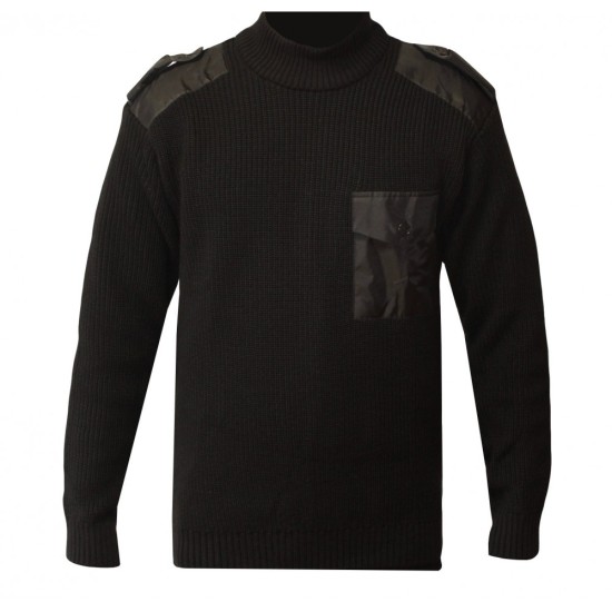 Pull militaire noir à col rond - PLKERN1 | Schott NYC